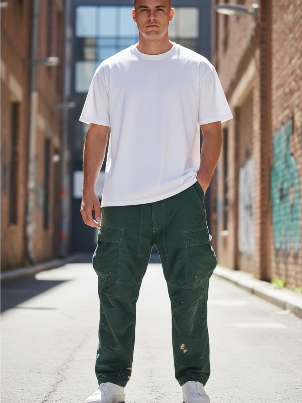 Relaxed Fit Men's Cargo Pants in Forest Green